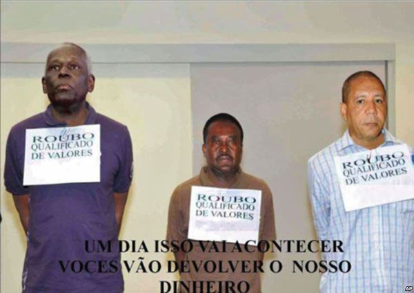 Esta foto-montagem, que circulava na internet, foi publicada pelo jornal angolano Folha 8, e alvo de condenação intensa e irada do MPLA, com vasta repercussão nos orgãos de informação do Estado.